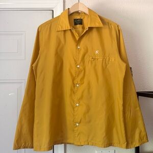 VAN HEUSEN ARNOLD PALMER mustard 60’s golf snap button up long sleeve shirt